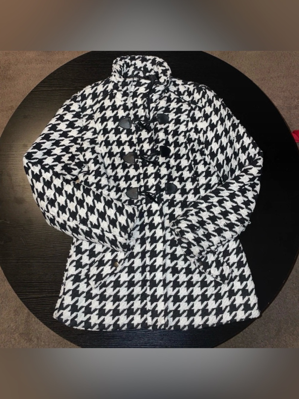 Rampage Black and White Houndstooth Coat